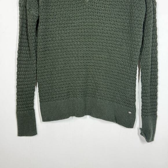 American Eagle Pullover Sweater Size Small Green V-Neck Cable Knit Preppy - Picture 4 of 9